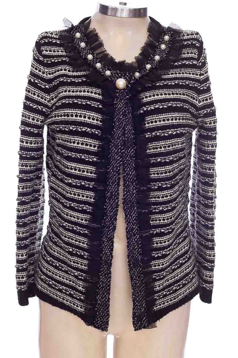 Veste Femme Ellen Tracy - Blazer Noir Et Blanc En Lin - Taille 10P (Petites) - Occasion Très Bon état