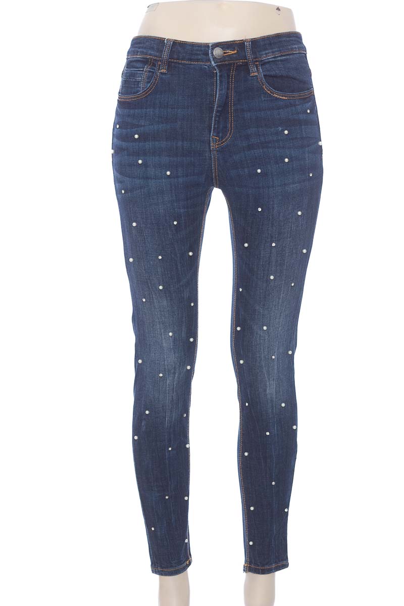 Pantalon Bleu Marine à Fleurs Stradivarius Taille 36 - Style Chino, Occasion Très Bon état