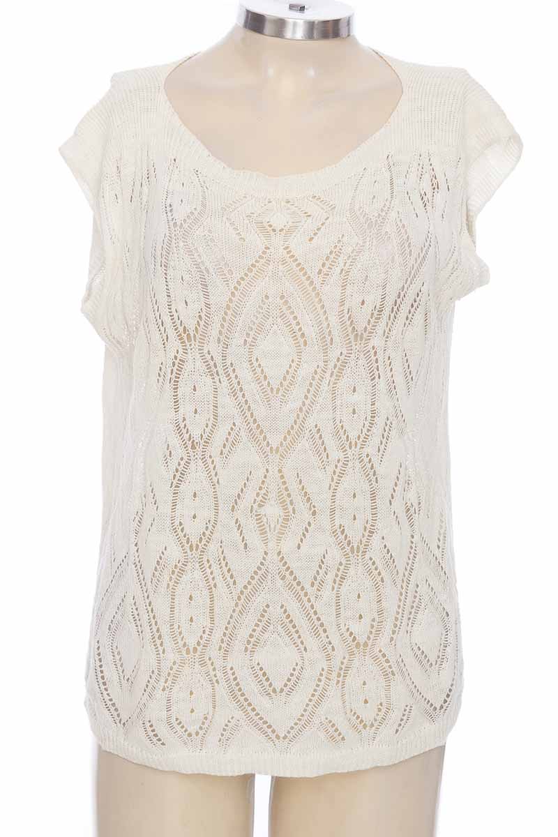 United Colors Of Benetton Sweater Femme - Pull Col Large Ajouré Rayé