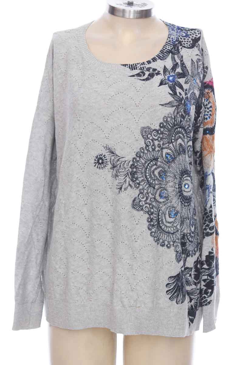 Haut 3/4 Manches Gris à Motif Desigual Taille 38 - Occasion Très Bon état, Coton, Col Bateau